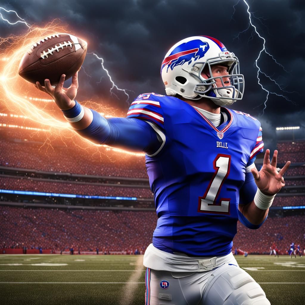 Josh Allen Throws a Lightning Football: Fantasy Art