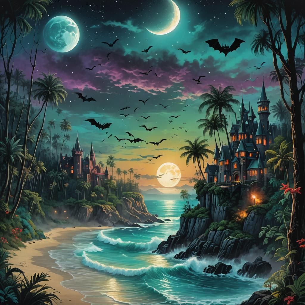 Ocean castle in a Gothic paradise