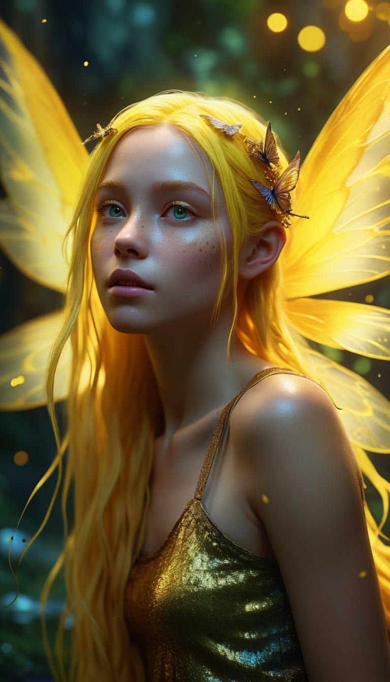 Radiant Fairy Exercises with Creatures: Digital Art