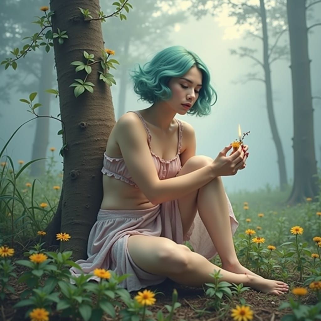 Mystical Forest Scene with Seraphinianus Influence