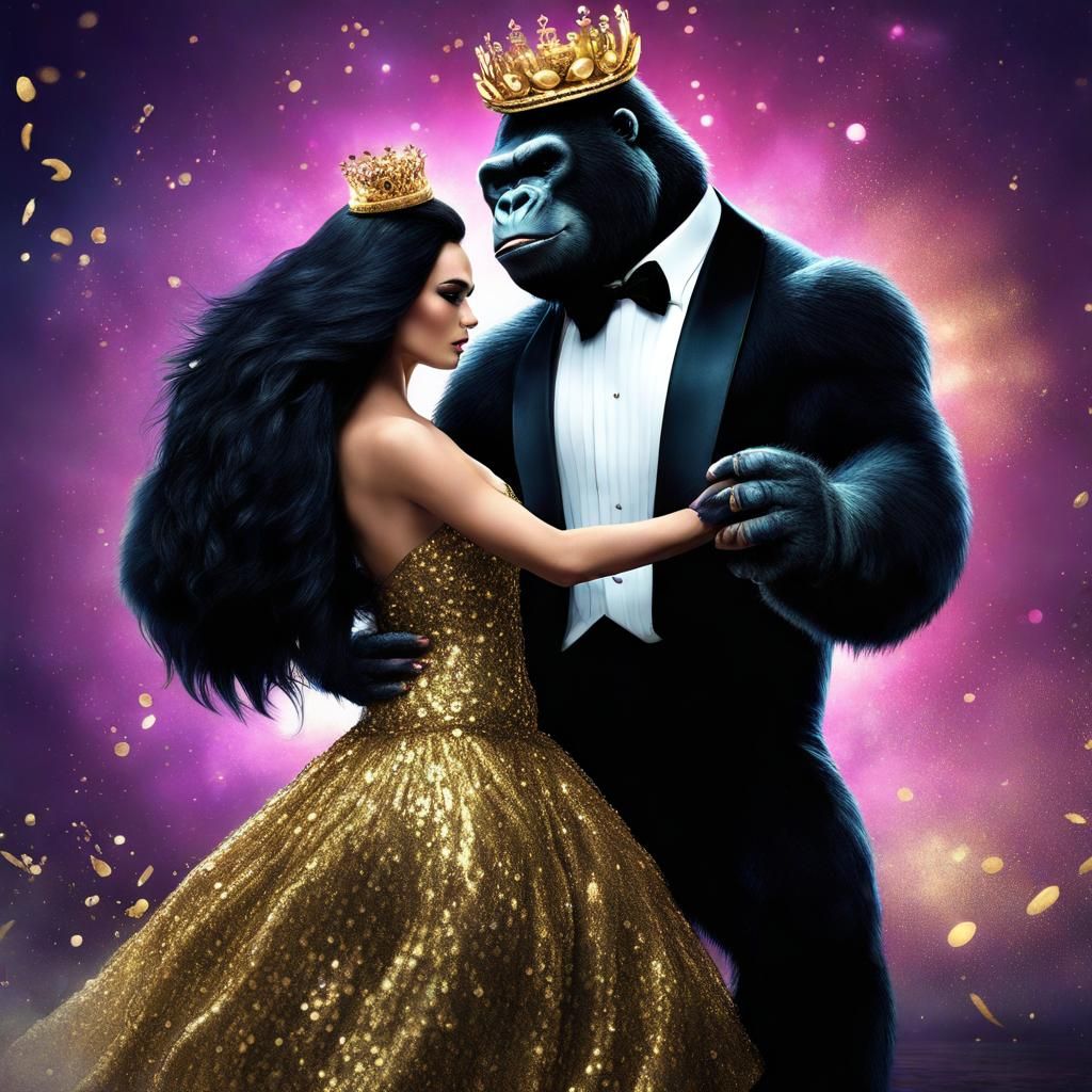 Bear and Gorilla Dancing in Fantasy Concept Art