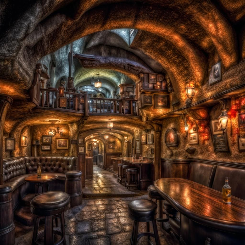 Luxurious Underground Fantasy Pub in UHD