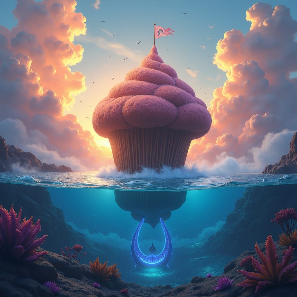 Muffin Sail Rises from Bioluminescent Sea