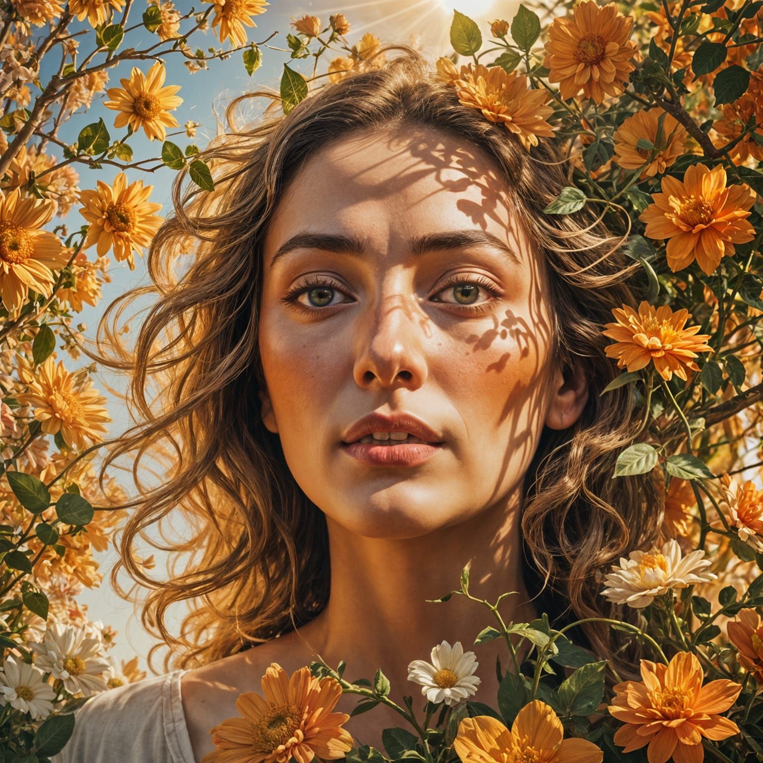 Blooming Heart Garden in Sunlight