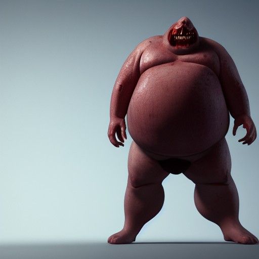 Horrific Fat Man Pointing: 3D Render