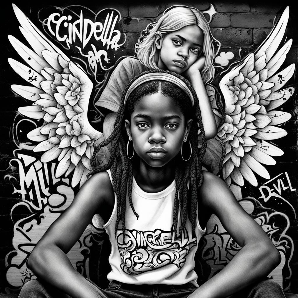 Hip Hop Cinderella Portrait with Graffiti Art