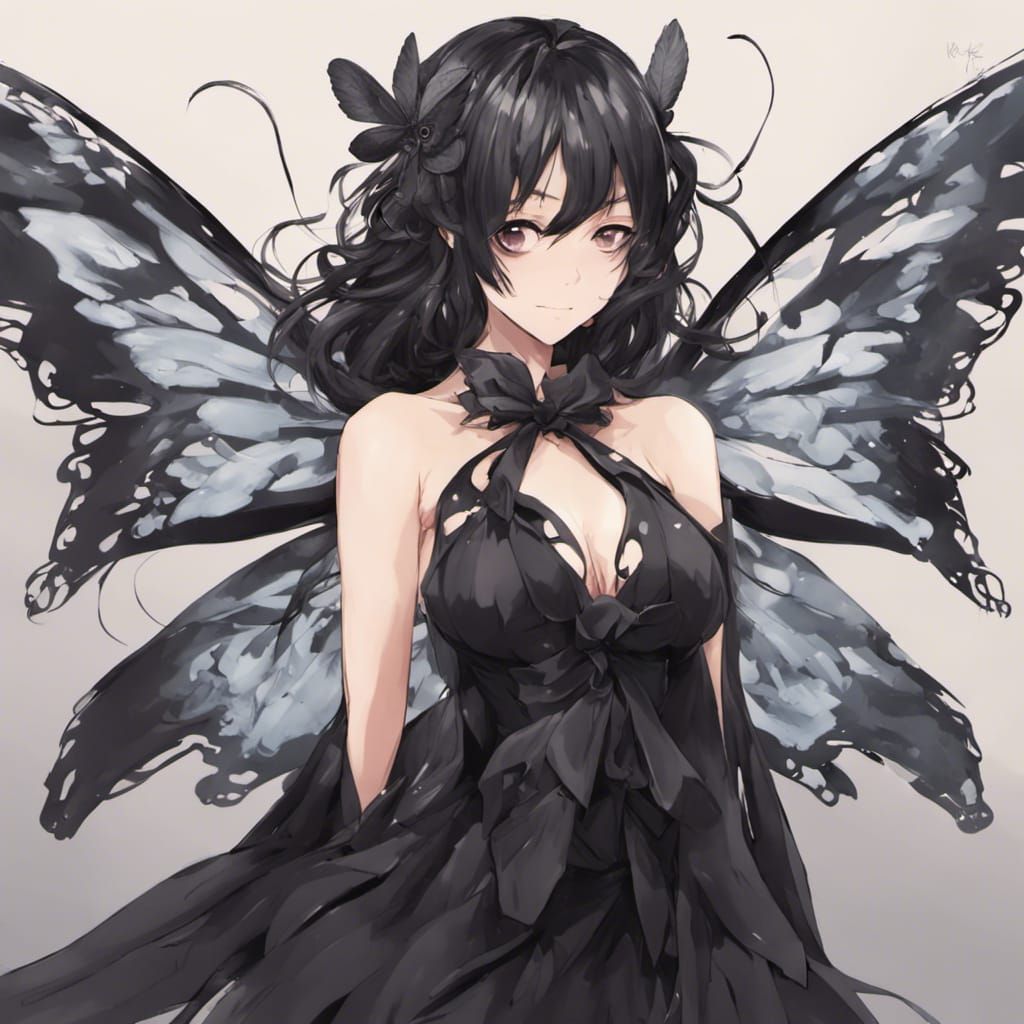 Anime-Style Butterfly Woman with Wings