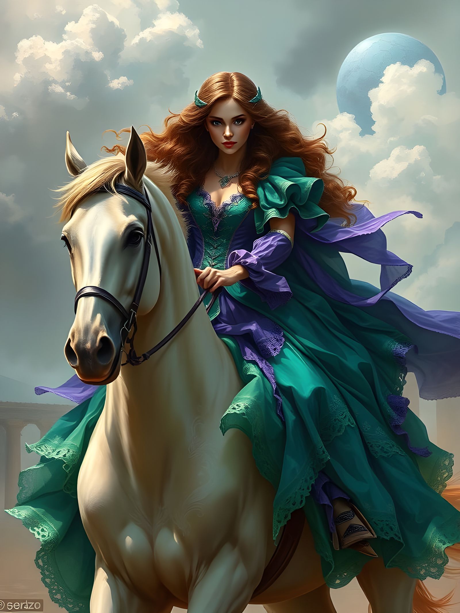Fantasy Princess Horsewoman in Elegant, Gritty Concept Art