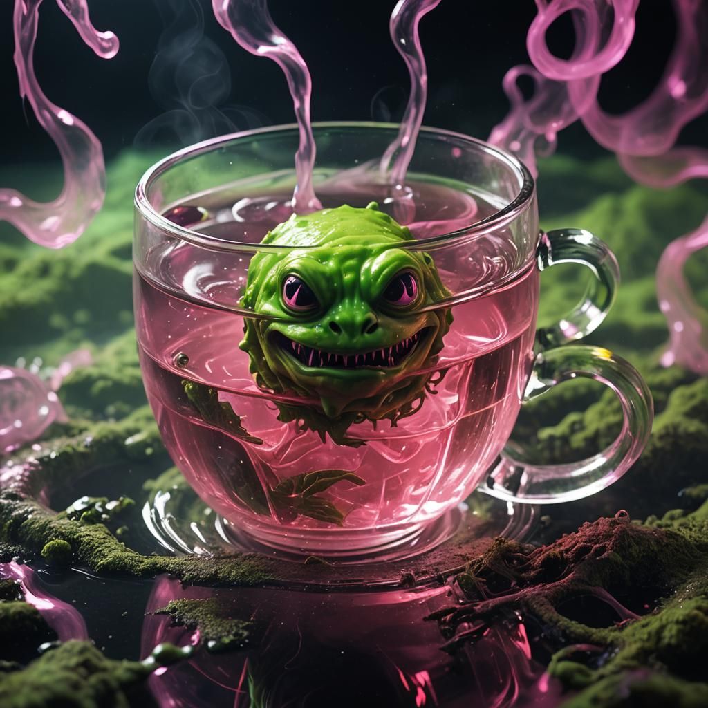 Eerie Surrealism: Mini Monster in a Teacup