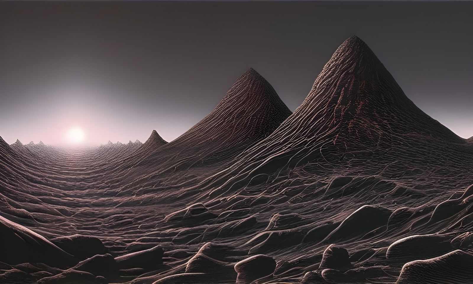 Cosmic Landscape Inspired by Giger and Beksiński