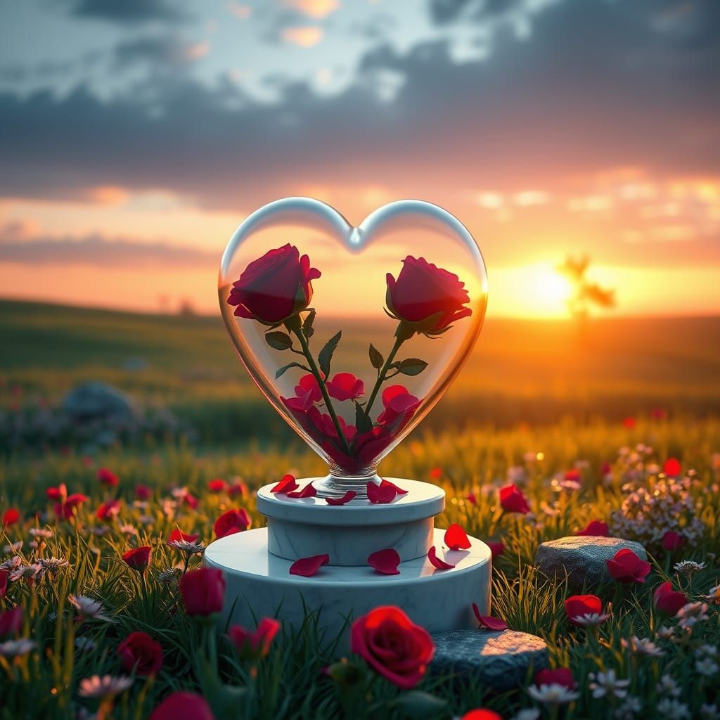 Heart of Love: A Peaceful, Romantic Scene in Vibrant Hyperre...