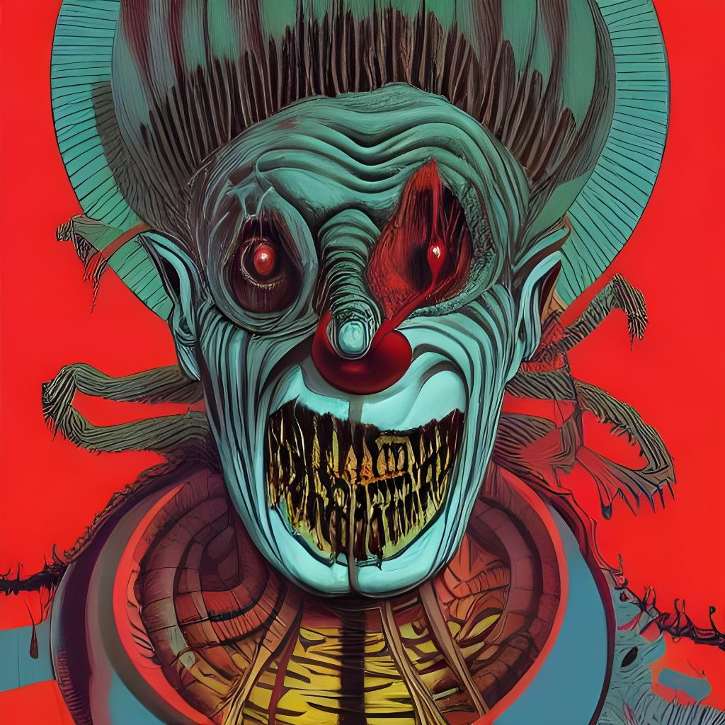 Nightmare Clown in Biomechanical Horror Style
