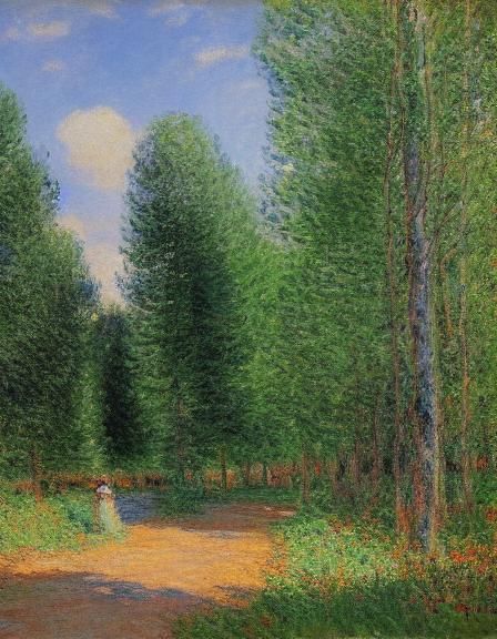 Log House in Birch Forest, Impressionist Painting