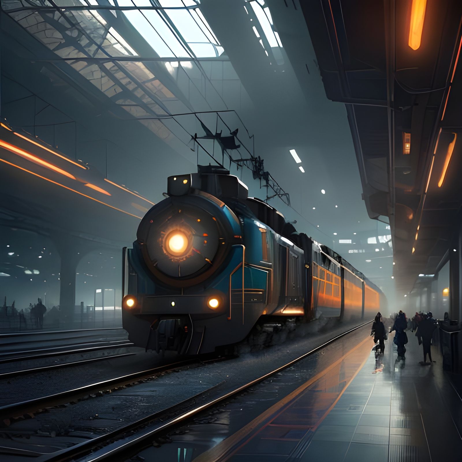 Train Leaving Station: Hyperdetailed Artstation Concept