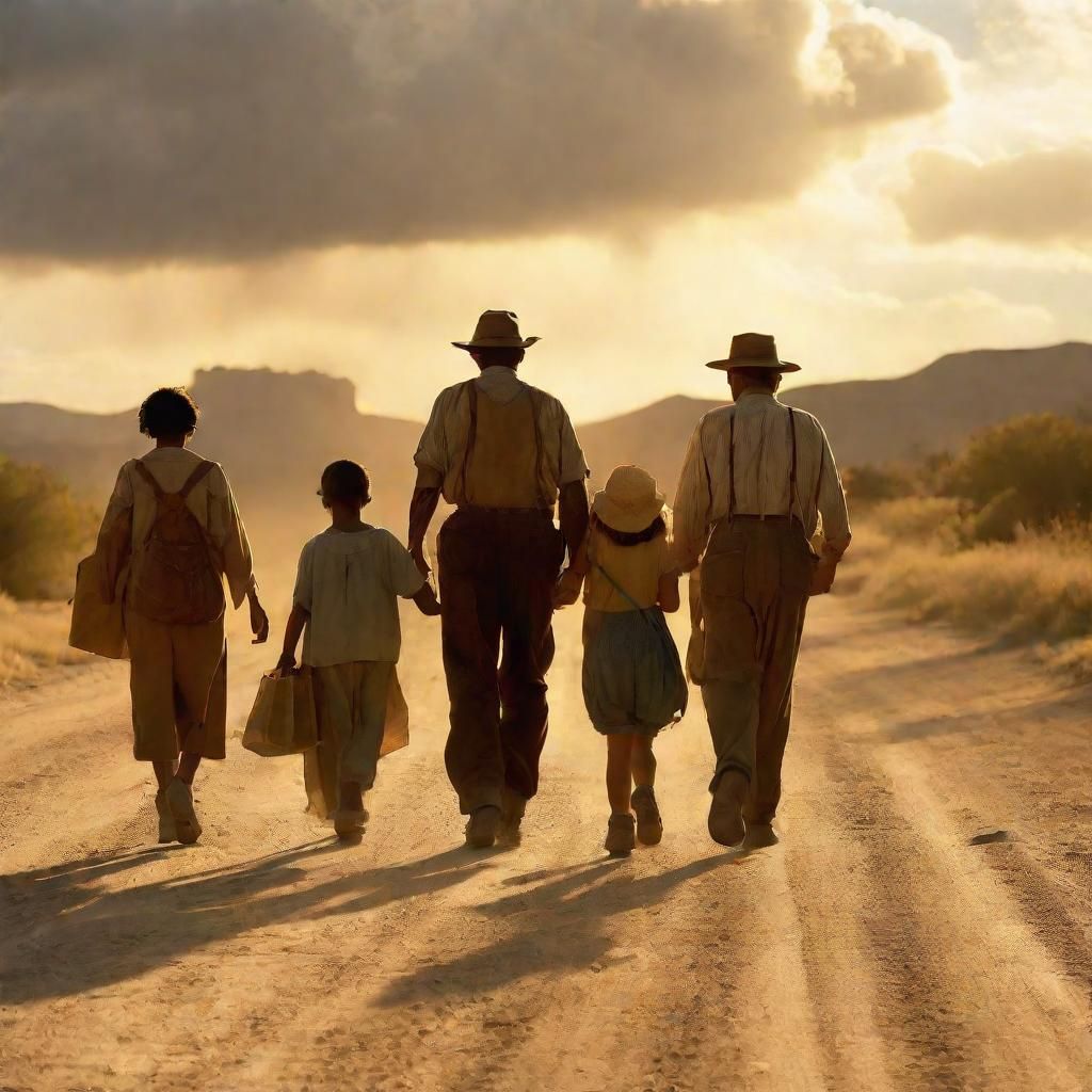 Dust Bowl Family in American Regionalism Style