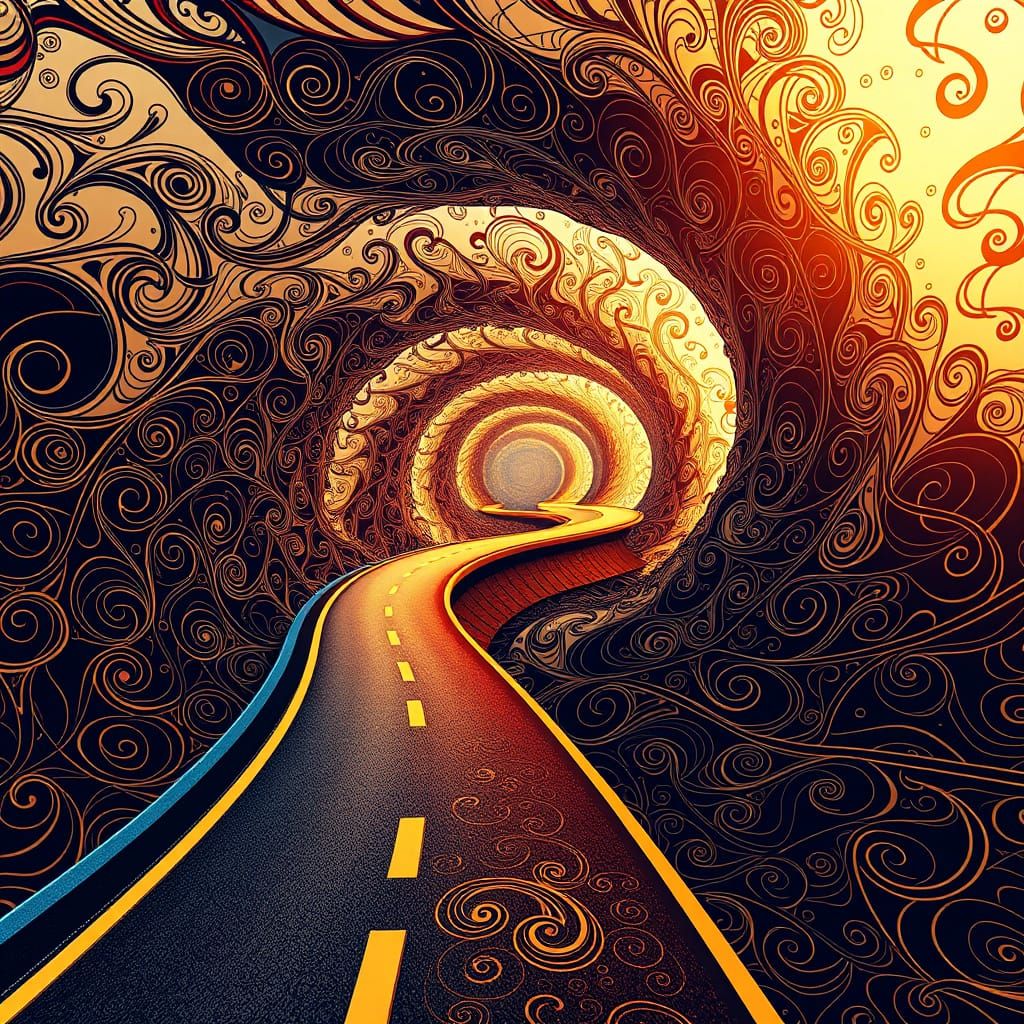 Fractal Serpentine Wave in Vibrant Vector Art