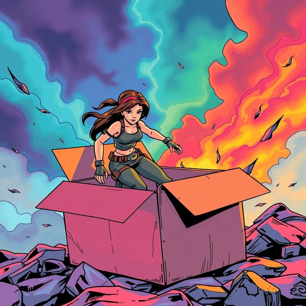 Lara Croft Emerges from a Vibrant Action Figure Box