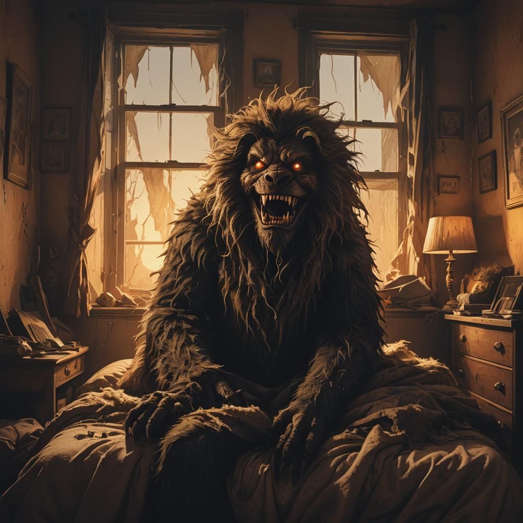 Monster in Gothic Room with Fauvist Influences