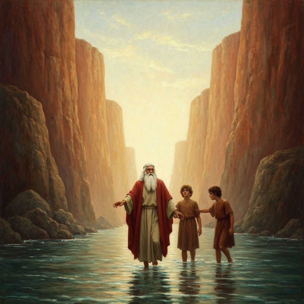 Moses Leads Sons Through Red Sea