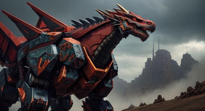 Hyperrealistic Mechanical Dragon Zoid: A Cinematic Vision