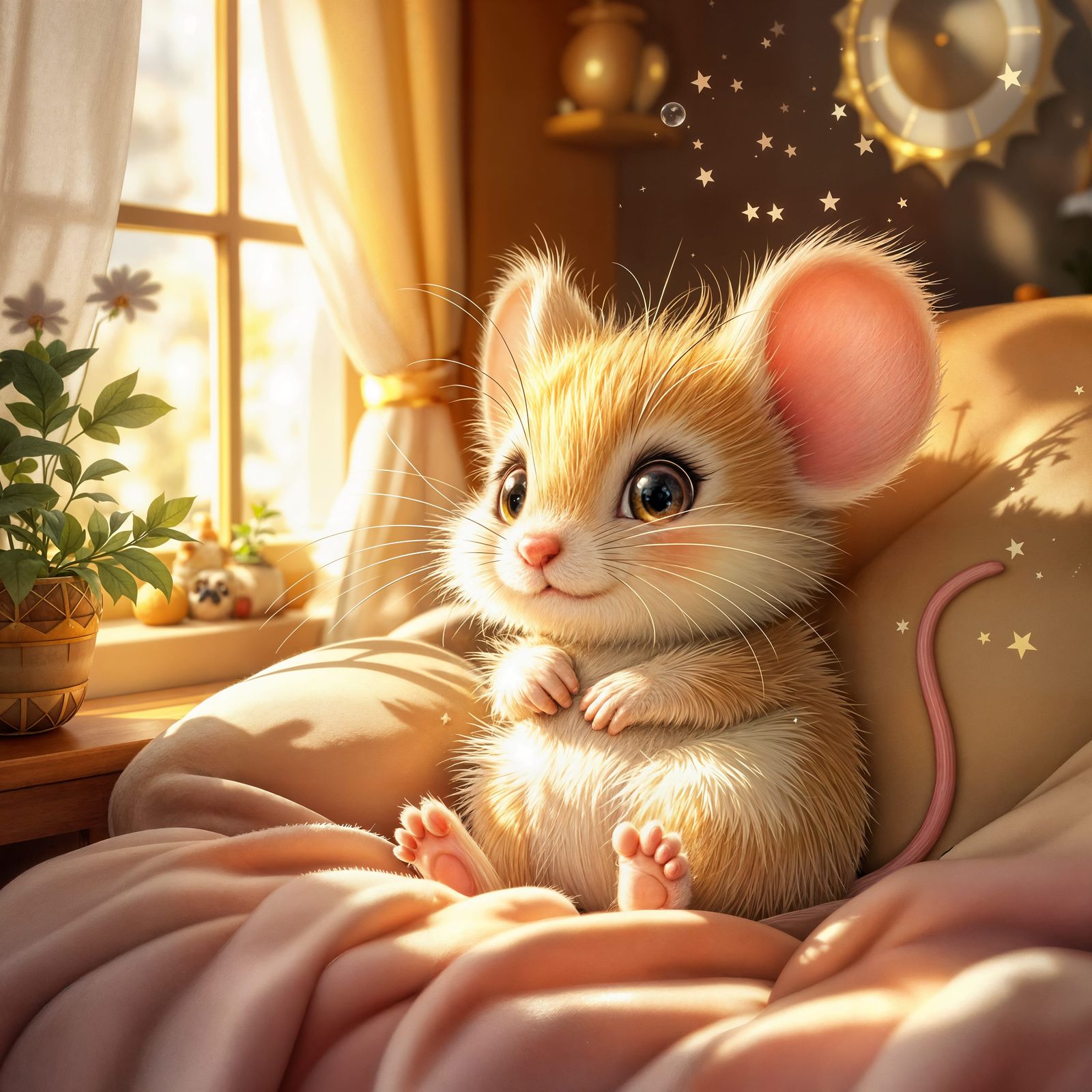 Charming Chibi Mouse in a Cozy Abode