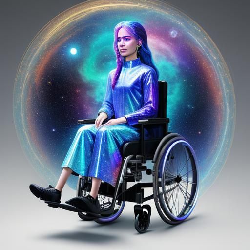 Woman in Wheelchair: Holographic Astral Illustration