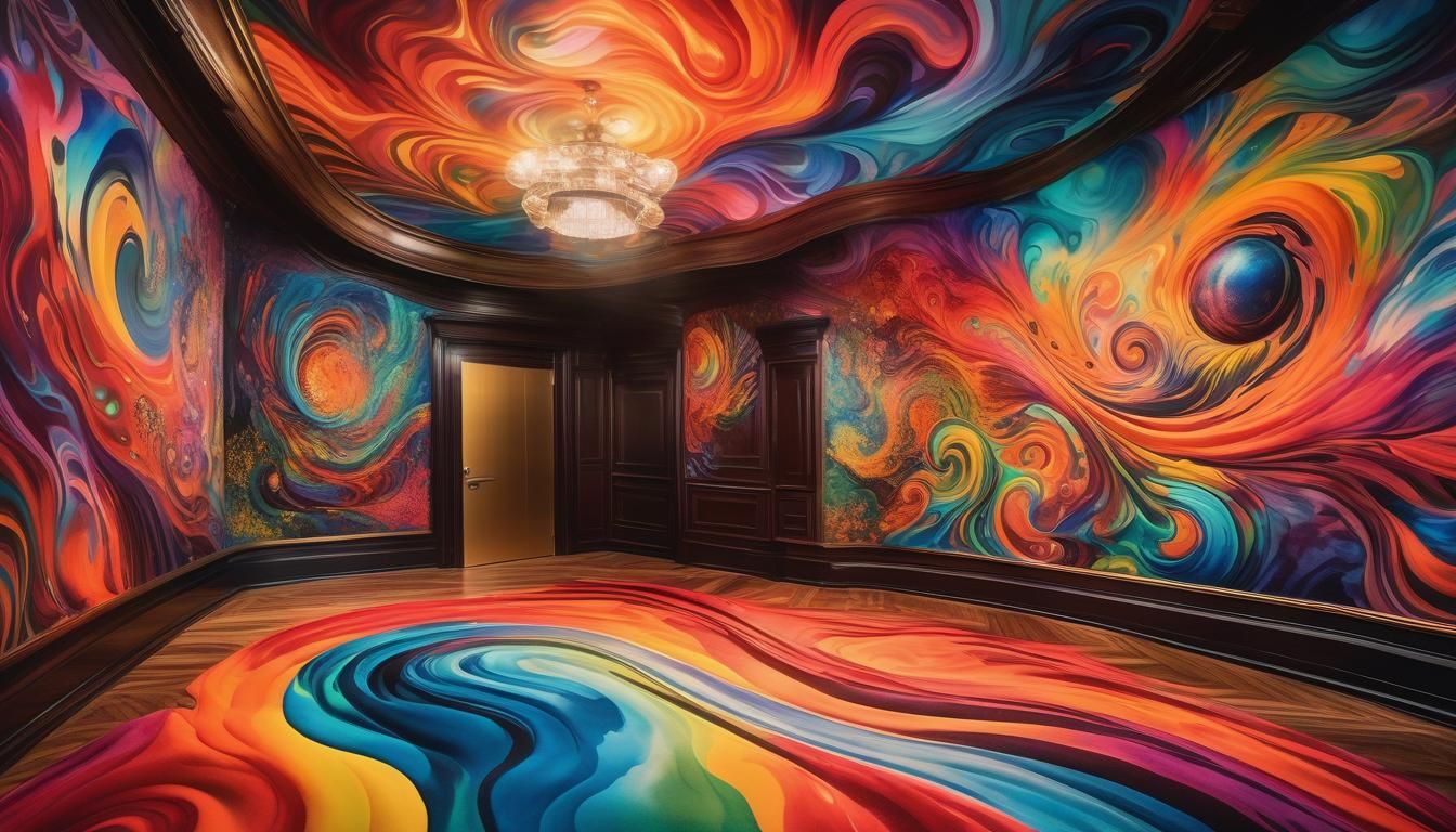 Psychedelic Padded Room: Surreal Watercolor Art