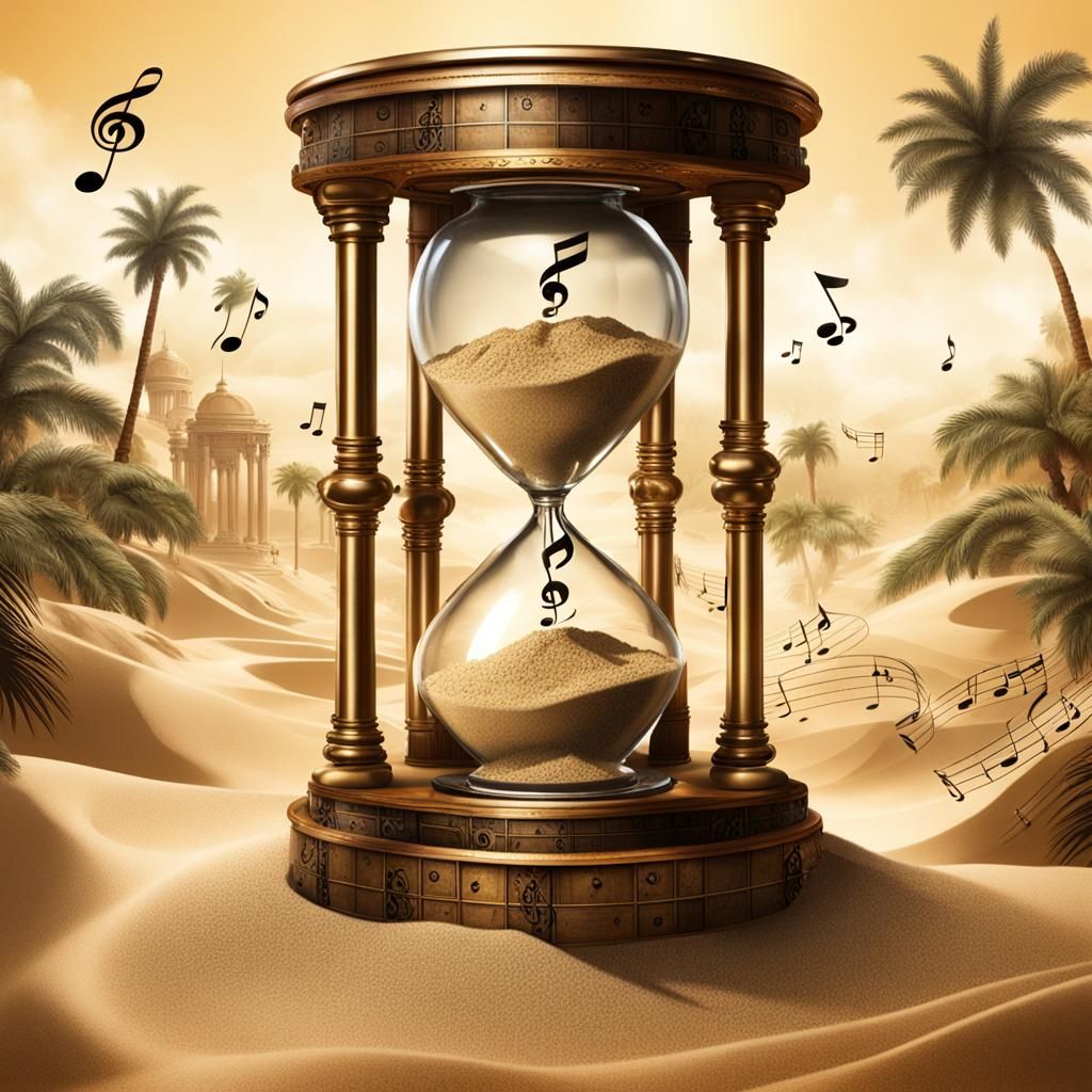 Steampunk Hourglass with Musical Notes