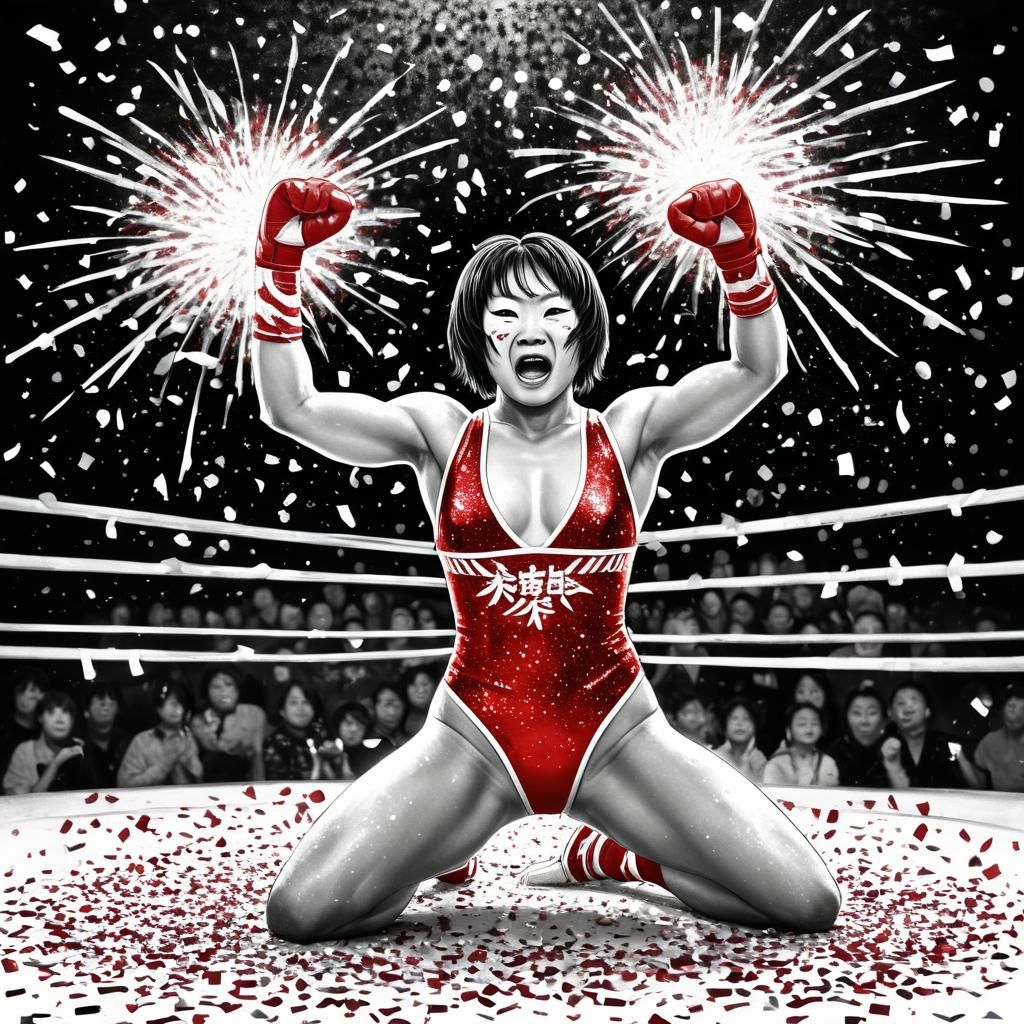 Monochrome Portrait of Japanese Wrestler in Spotlight