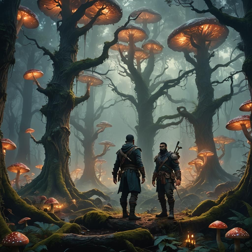 Heroic Drake in Mystical Forest: Fantasy Concept Art