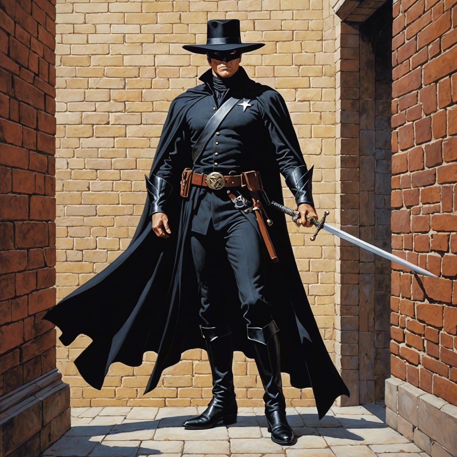 Zorro Splash Art in Hyperrealistic Comic Book Style