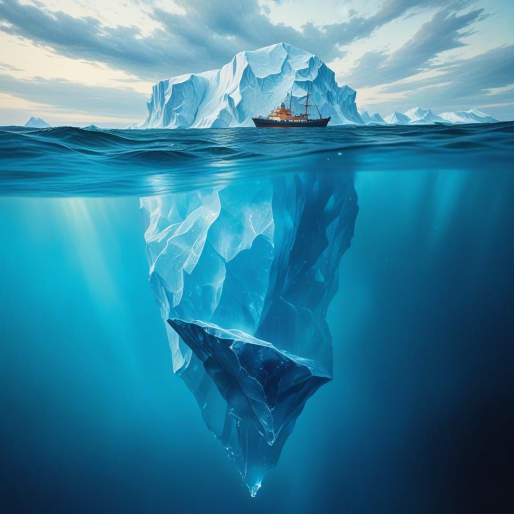 Surreal Glowing Iceberg in a Dreamlike Oil Painting