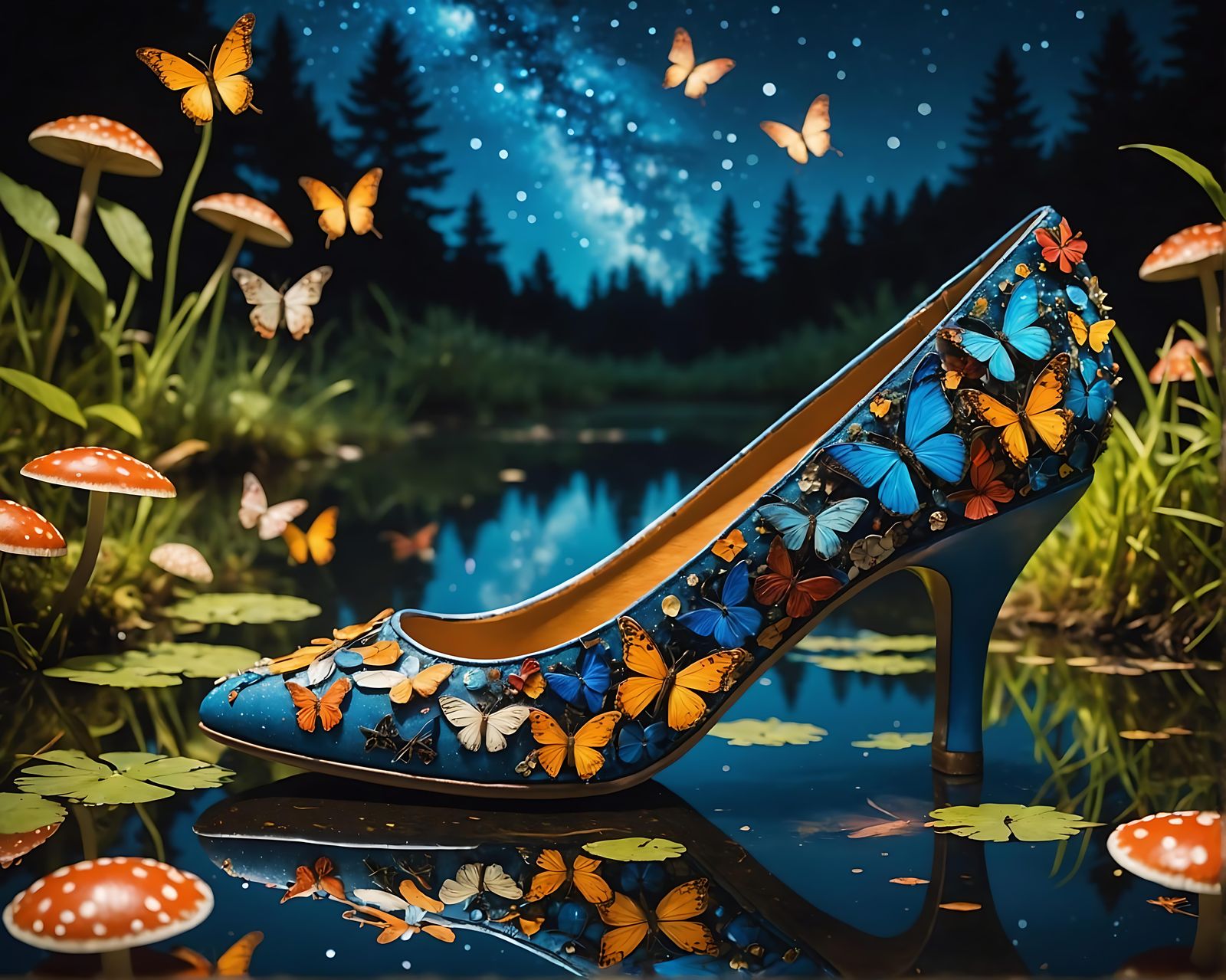 Butterfly Shoe Boat on Magical Pond