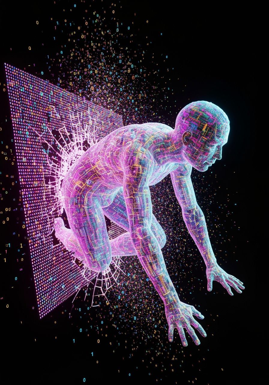 Human Form Emerges From Digital Code Matrix