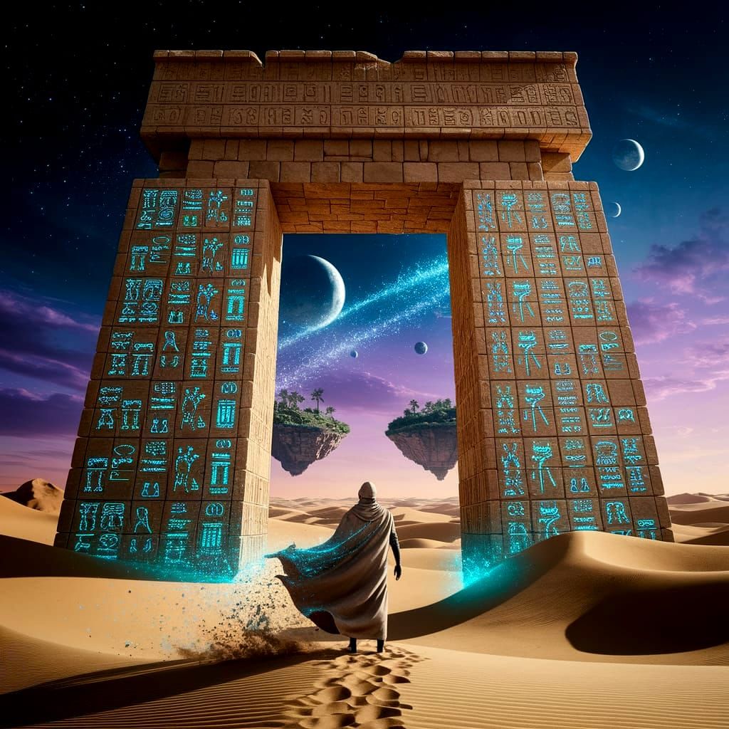 Otherworldly Portal Between Desert and Alien World