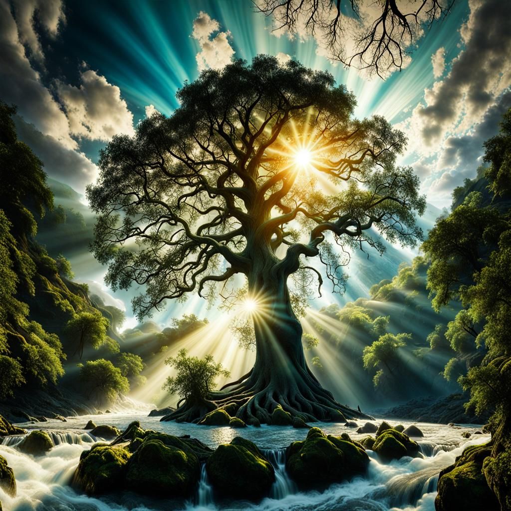 Giant World Tree Reaching for the Clouds