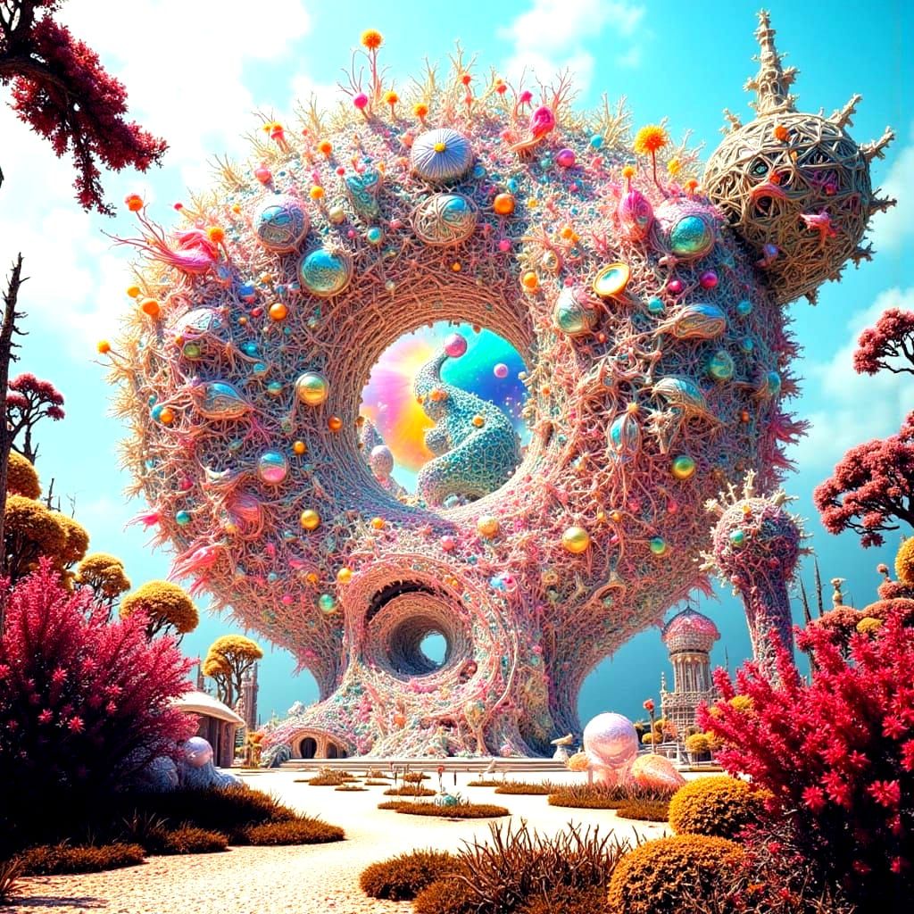 Surreal Art Deco Pavilion Towers Over Permaculture Garden