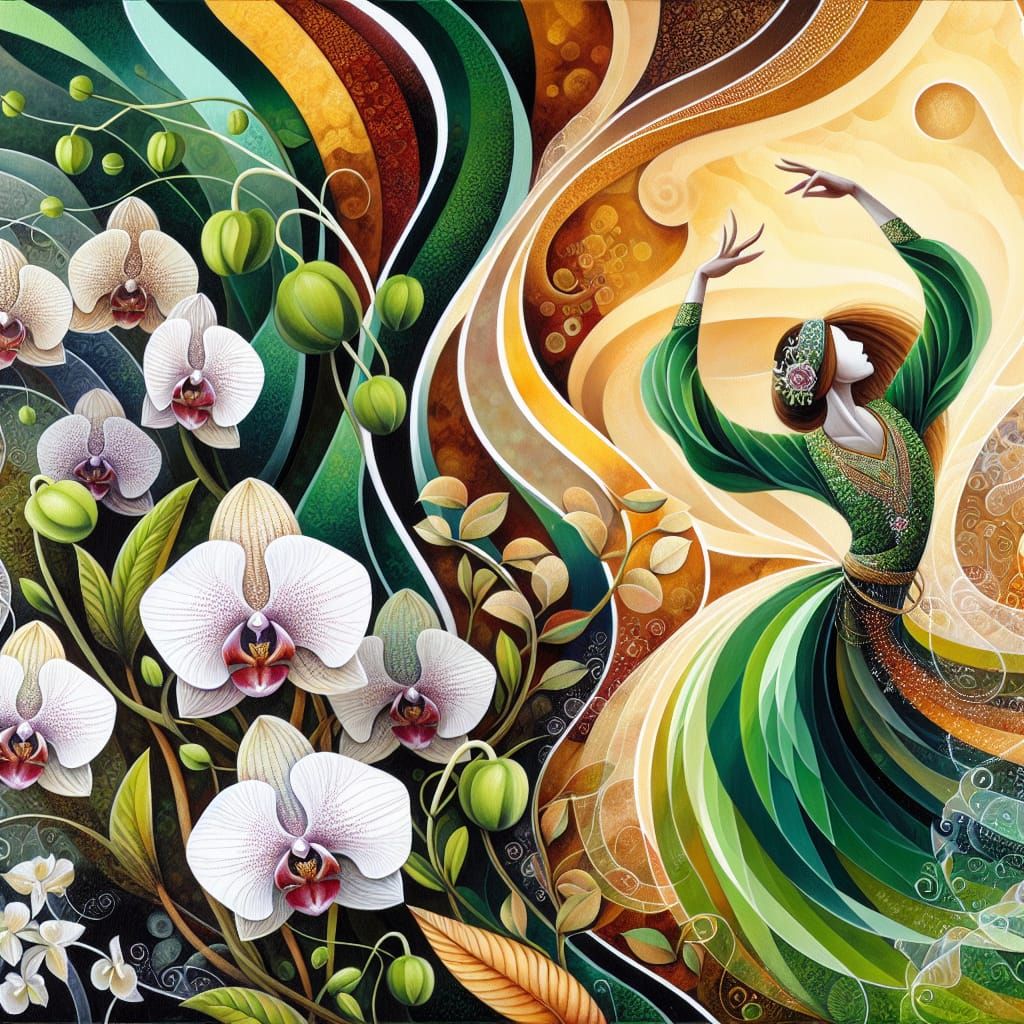 Orchid Dancer: Earth Meets Elegance in Digital Art