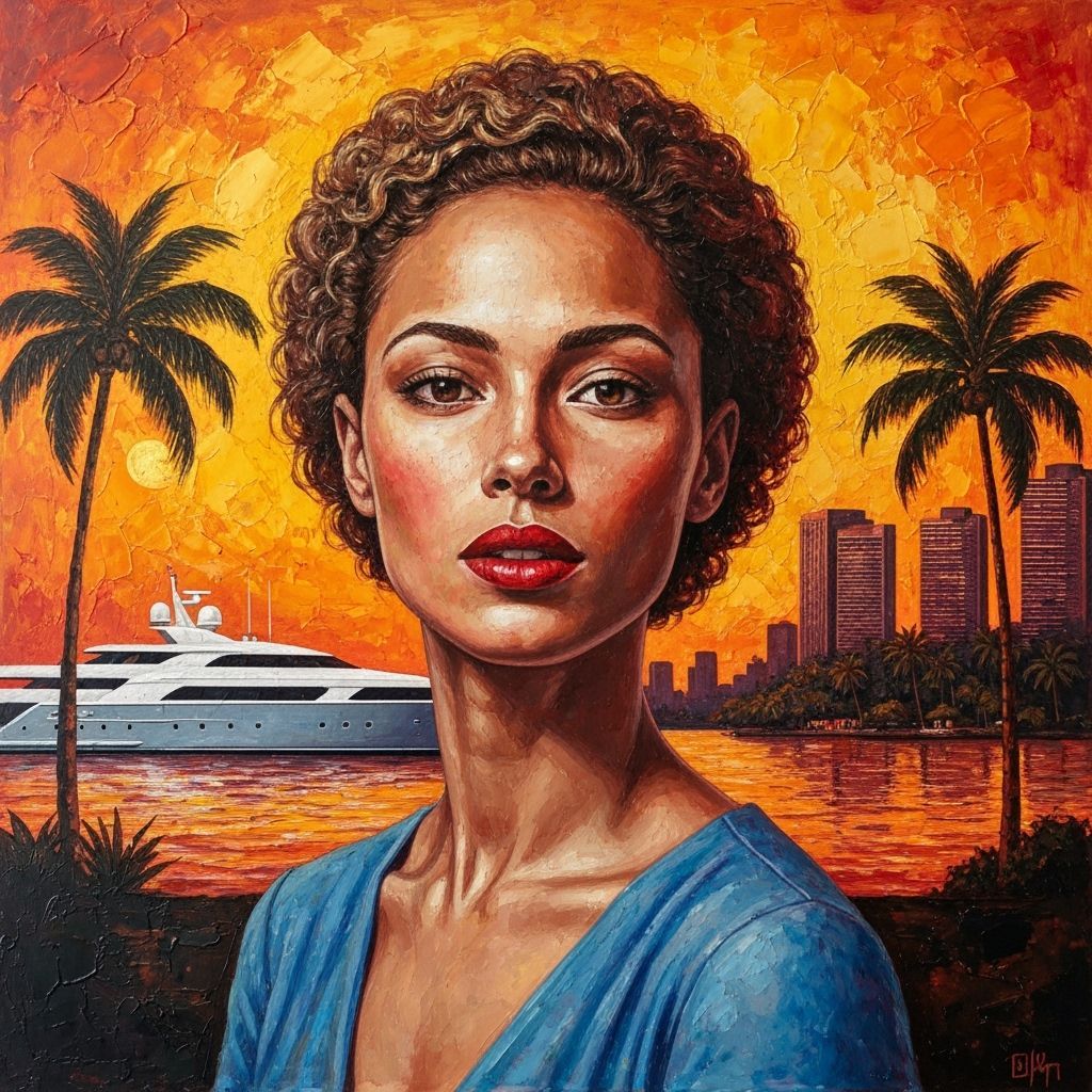 Woman Portrait in Encaustic Painting Style