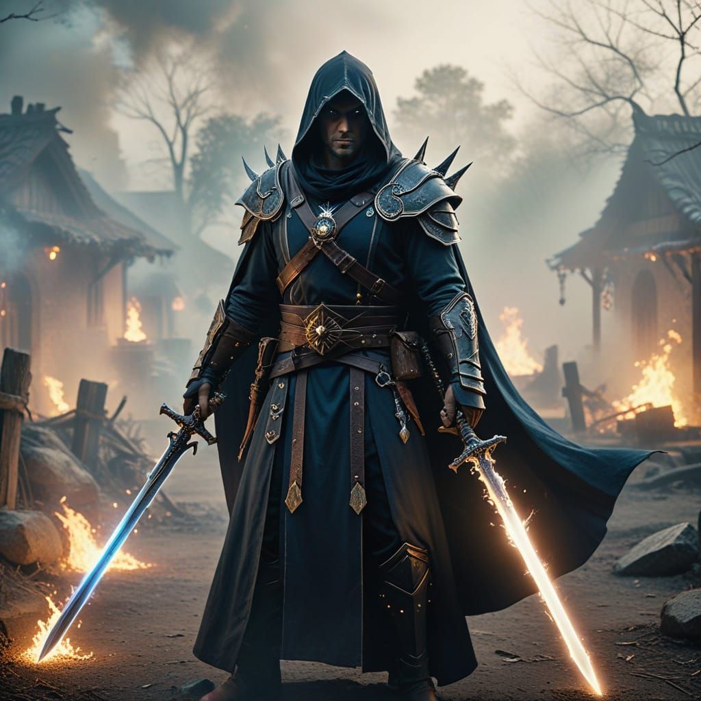 Dual-Wielding Sword-Mage Ready for Battle