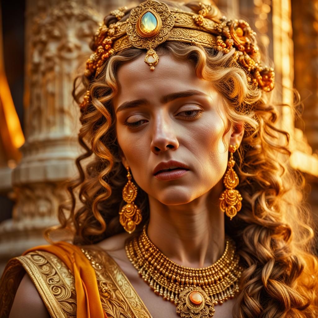 Helen of Troy Weeping Gold Tears in Baroque Style