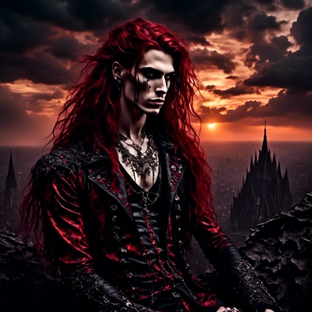 Dark Lord of Fantasy Land with Hellish Dog