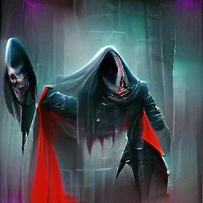 Sinister Hooded Vampire in Dark Fantasy Style