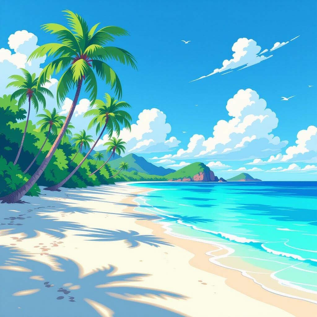 Thailand Beach Scene in Surreal Style