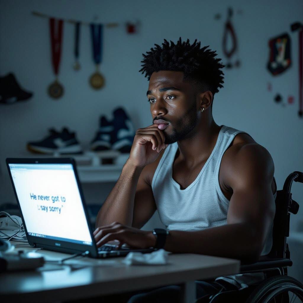 Intimate Film Still of Young Man in Wheelchair