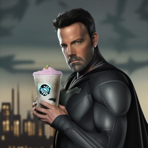 Batman Enjoys a Frappe: Hyperrealistic Digital Art