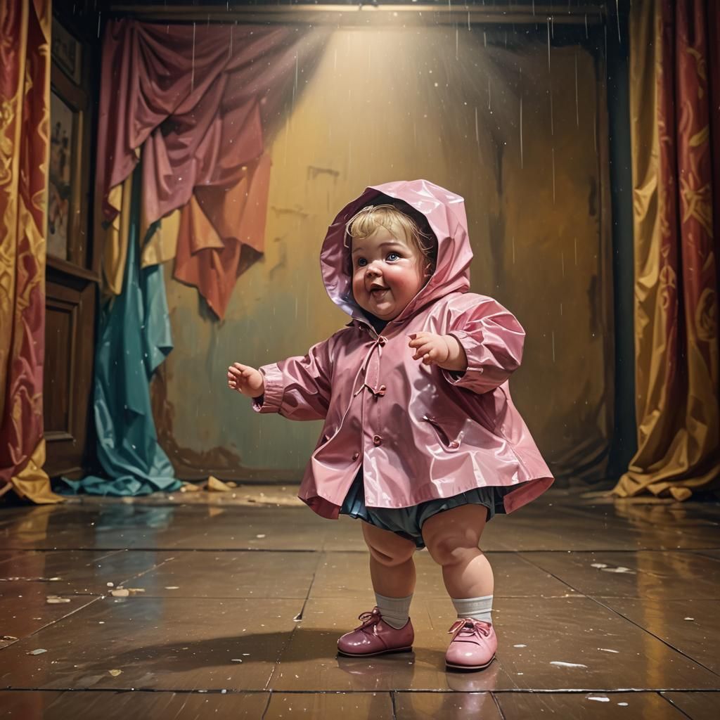 Hyperrealistic Baby Doll Ballerina on Theater Stage