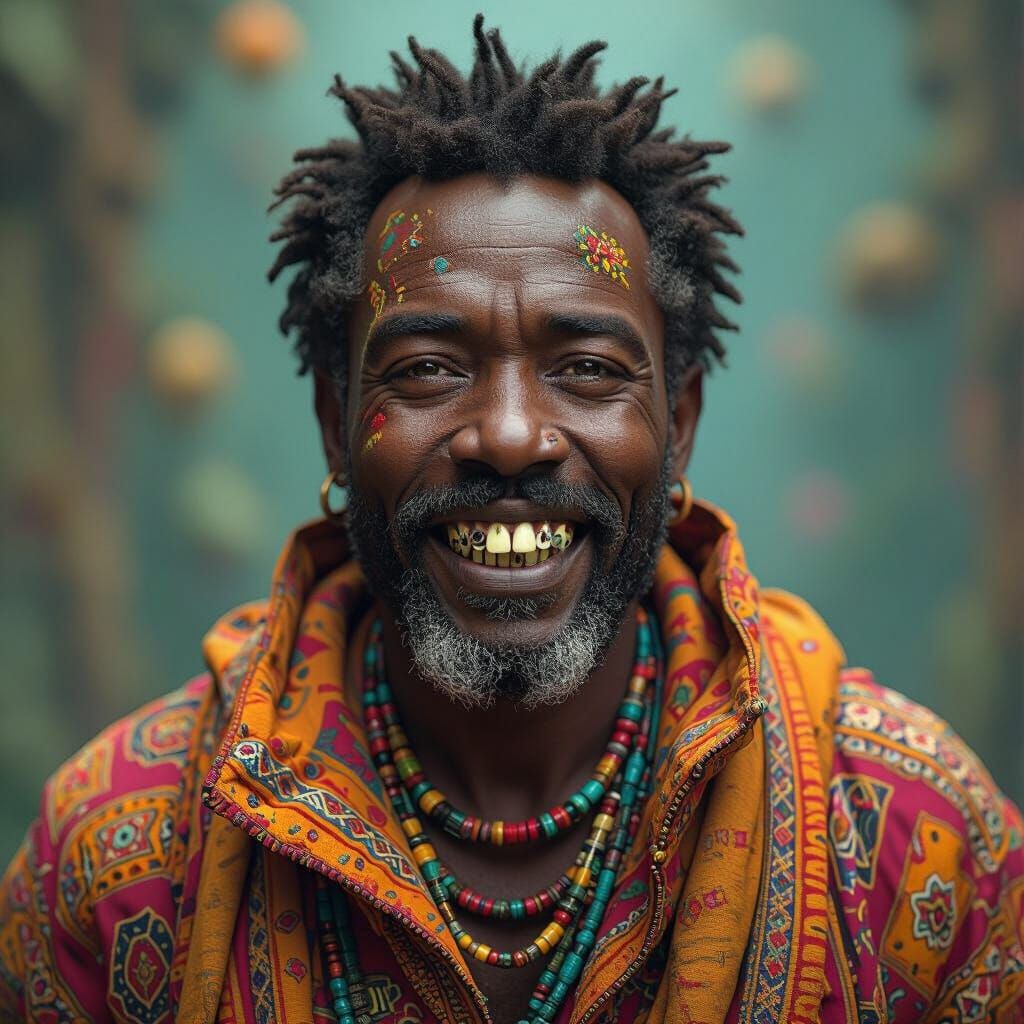 African Man in Ornate Outfit: Detailed Matte Painting