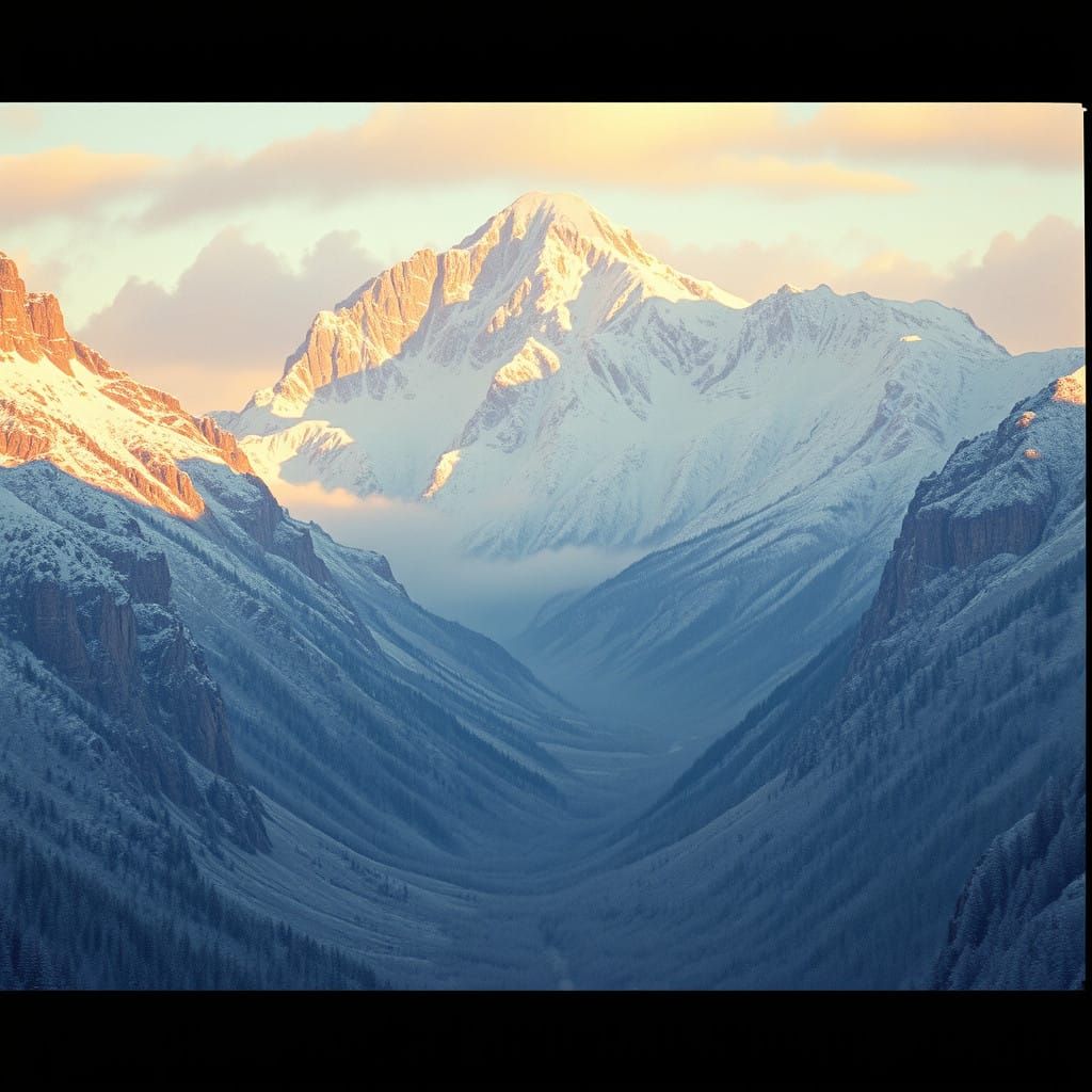 Ethereal Winter Wonderland in Film Noir Style