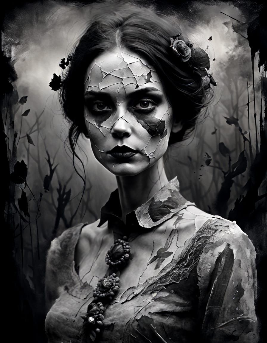 Fierce Grayscale Portrait in a Dramatic Style